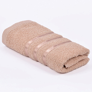 Полотенце махровое 30х60см СОФТИ бордюр с 3 полосками бежевое плотность 380гр/м 100% хлопок 000000000001212198