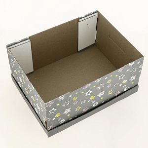 Коробка для хранения 37x28x18см Звездное небо крышка-дно белый/бурый 000000000001205121