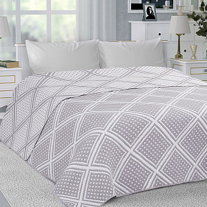 Покрывало 260x240см DE'NASTIA Ромб2 3слоя серое жаккард 55%хлопок 45%полиэстер 000000000001212607