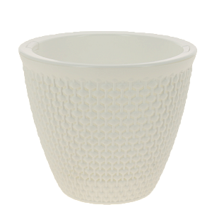 Кашпо со вставкой Ротанг 1,6л цвет Белый/Белый артикул КШ-6467 пластик 000000000001194625
