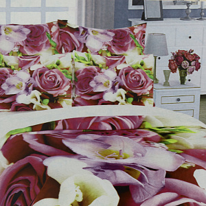 Комплект постельного белья Семейный LUCKY Роза пододеяльник215х145см-2шт простыня220х240см наволочки70х70см-2шт розовый поплин 100%хлопок 000000000001208098