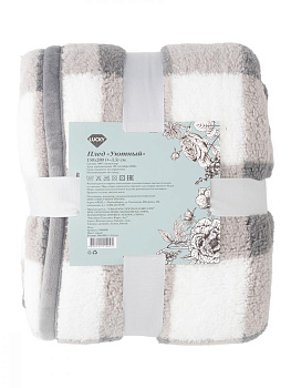 Плед 150x200см DE'NASTIA Уютный клетка серый полиэстер 000000000001216566