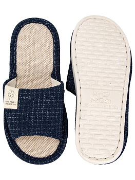 Тапочки домашние 36-37 женские открытые текстильные синий полиэстер/ПВХ 000000000001228893