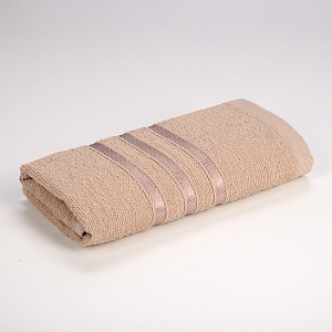 Полотенце махровое 30х60см DINA ME бордюр с 3 полосками светло-коричневое плотность 380гр/м 100%хлопок 000000000001210277