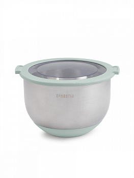 Миска 1,5л DE'NASTIA прозрачная крышка силиконовое дно ментол нержавеющая сталь 000000000001228058