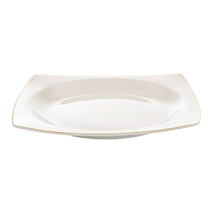 Тарелка десертная 22см DE'NASTIA MARE белая с золотистой каймой фарфор 000000000001218838