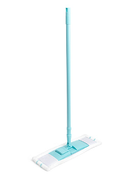 Швабра с телескопической ручкой 70-130см LUCKY с плоской  скрабирующей насадкой голубая сталь полипропилен полиэстер 000000000001210355
