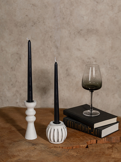 Подсвечник 6,35x6,35x8см DE'NASTIA белый дерево манго 000000000001230457