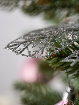 Декоративное украшение Лист серебряный 17х30,5см 3шт MANDARIN полистирол 000000000001209335