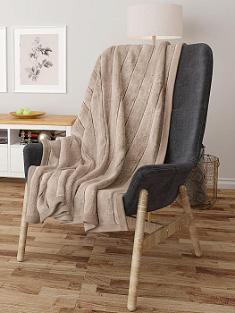 Плед DE'NASTIA Кролик с полосами 220х240 100%полиэстер бежевый T040151 000000000001200633