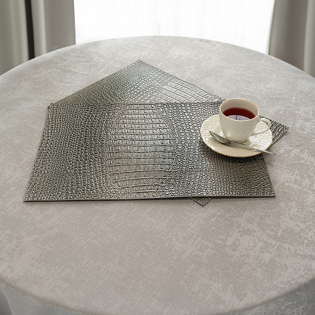 Салфетка сервировочная DeNASTIA Змея Глянец, ПВХ, 45х30, прямоугольник серый E000659 000000000001225634