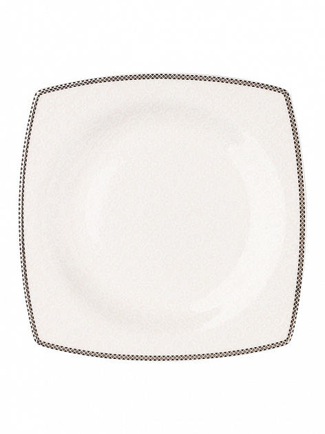 Тарелка обеденная 27см DE'NASTIA MARE белая с черной каймой фарфор 000000000001209943