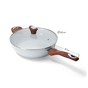 Сковорода с крышкой 28см PHANTOM CHEF глубокая ручки soft touch индукция beige 000000000001221210