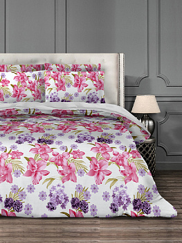 Комплект постельного белья БЯЗЬ 100%хб 2 спальный (2 наволочки70х70+1 пододеяльник200х215+1 простыня220х215) Агата розовая C020071 000000000001199402