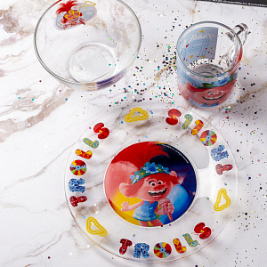 Набор детской посуды 3 предмета ND PLAY Поп Тролли 2 стекло 000000000001203145