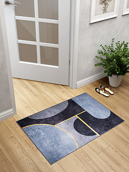 Коврик придверный 60x90см LUCKY Круги овалы чёрный/синий полиэстер 000000000001211920