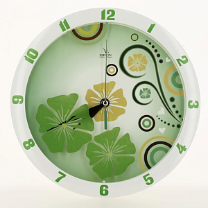Часы настенные П1-7327/7-301 Зелёные узоры 000000000001158300