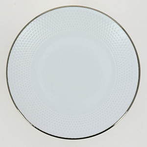 Тарелка десертная 19,7см LUCKY Точки металлическая кайма белый керамика 000000000001211231
