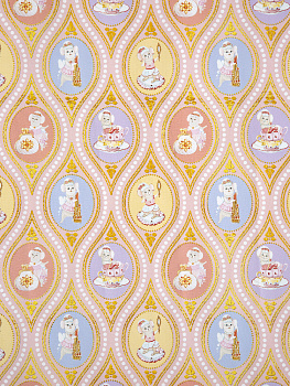 Упаковочная бумага Мышки леди в рулонах, мелованная с двух сторон, с полноцветным декоративным рисунком, плотность 80 г/м2 70х100см 000000000001191372