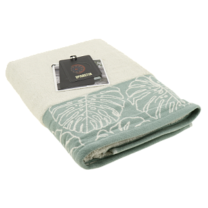 Полотенце 70х130см DE'NASTIA ТРОПИКИ (новые) молочный/зелёный хлопок 000000000001208575