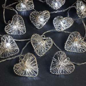 Гирлянда-Нить 4м 20LED LUAZON LIGHTING IP20 220В 8 режимов Сердце проволока с насадками прозрачная нить свечение белое 000000000001207984