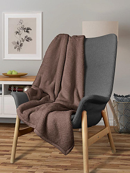 Плед 150x200см DE'NASTIA Тедди темно-коричневый полиэстер 000000000001200528