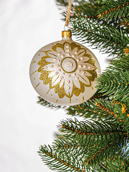 Декоративное украшение Шар №5 D9,5см БИРЮСИНКА Пчела белый стекло 000000000001207653