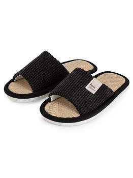 Тапочки домашние 42-43 мужские открытые черный полиэстер/ПВХ 000000000001228882