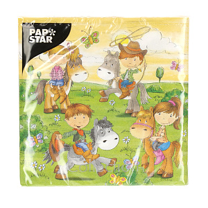 Бумажные салфетки 3-х слойные Ферма Пони Pap Star, 33?33 см, 20 шт. 000000000001142476