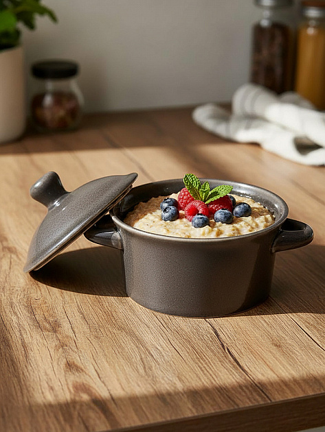 Бульонница с крышкой 290мл DE'NASTIA керамика серый керамика 000000000001231323