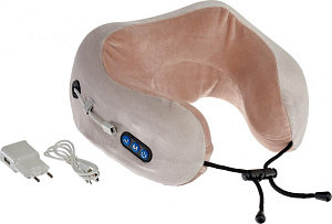 Подушка массажная для шейно-воротниковой зоны 27x12x25см BRADEX серо-бежевая терилен спандекс полиуретан ABS-пластик металл 000000000001210490