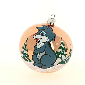 Декоративное украшение 10см Шар 5 БИРЮСИНКА Подарочный Зайка стекло 000000000001179998