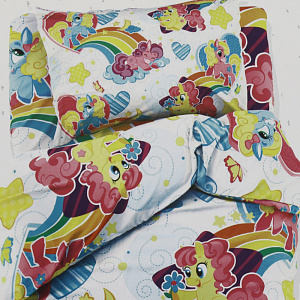 Комплект постельного белья 1,5-спальный Этель Радужные пони пододеяльник143х215см простыня150х214см наволочки50х70см-1шт бязь 100% хлопок 000000000001206741