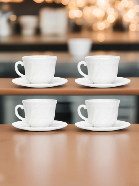 Набор кофейный 8 предметов FORA (чашка 190мл-4шт/блюдце 13,8см-4шт) W-8Z 000000000001223453