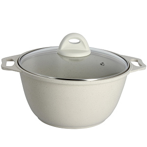 Кастрюля-жаровня 3л KUKMARA Традиция стеклянная крышка антипригарное покрытие светлый литой алюминий 000000000001121251