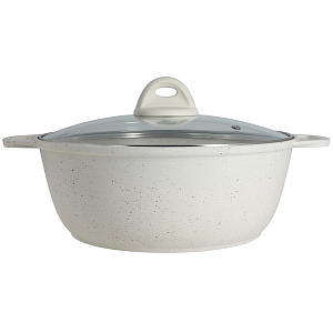 Кастрюля-жаровня 4л KUKMARA Традиция стеклянная крышка антипригарное покрытие светлый литой алюминий 000000000001121250