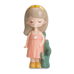 Фигура декоративная 17см Девочка с кактусом 000000000001219429
