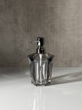Диспенсер для жидкого мыла 9,5x17,5см DE'NASTIA CRYSTAL серый акрил/пластик 000000000001228364