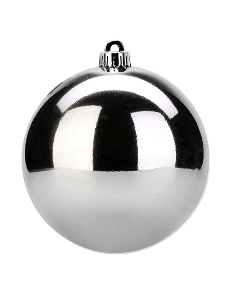 Декоративное украшение Шар на елку 25см серебро пластик 000000000001228098