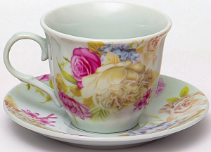 Набор чайный 12 предметов (чашка 220мл-6шт/блюдце-6шт) OLAFF Флора метеллический стенд подарочная упаковка фарфор 000000000001197831