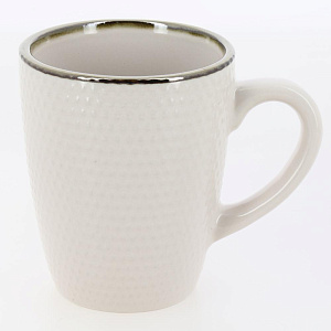 Кружка 385мл LUCKY Точки металлическая кайма бежевый керамика 000000000001211238