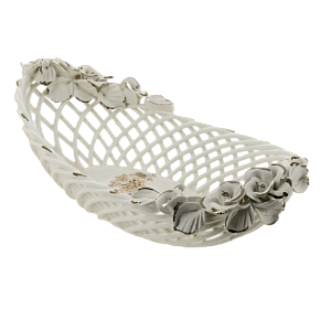 Конфетница 9х28х15см ПОВОД Ладья с лепкой белая керамика 000000000001171111