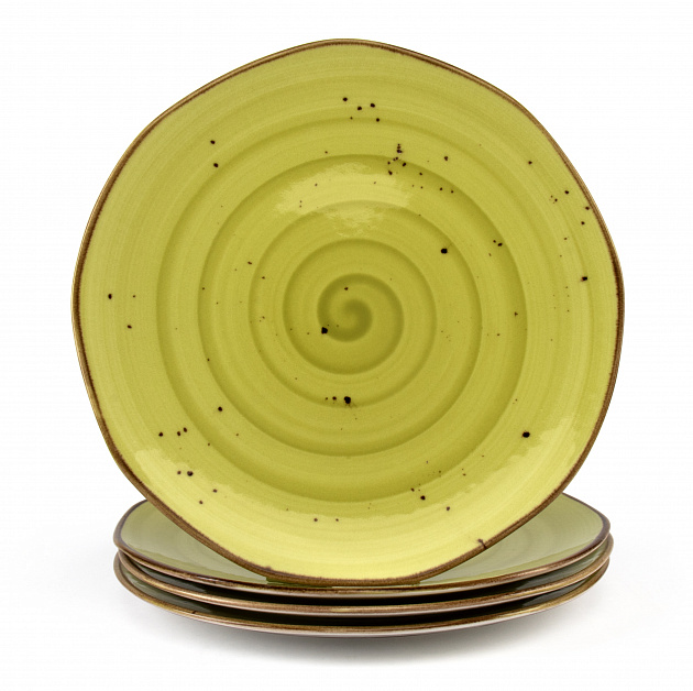 Набор столовой посуды 16 предметов TULU PORSELEN Reactive (по 4шт: обеденная 27см, десертная 21см, салатник 18см, кружка 320мл) Lime green фарфор 000000000001216234