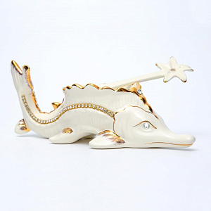 Икорница с ложкой фарфор 250мм Осетр подарочная упаковка  HOME ART Balsford 147-31044 000000000001197940