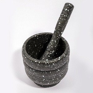 Ступка с пестиком 9х9,5см Черный мрамор пластик 000000000001213746