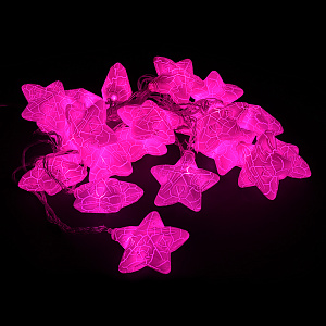 Гирлянда электрическая 5м(+5м шнур) 20 LED ламп VEGAS Нить Звездочки розовый свет прозрачный провод 220v 000000000001214523
