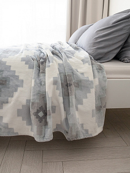 Плед 150x200см DE'NASTIA Полярис белый/серый полиэстер 000000000001229895