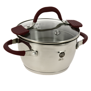 Кастрюля из нержавеющей стали, стеклянная крышка с силиконовыми прихватками и пароотводом 1,4л Exellence Sweet Home SH08007 000000000001191173