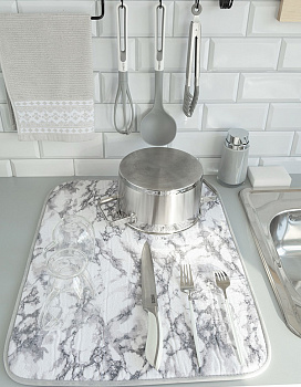 Коврик для сушки посуды 46х60см LUCKY серый мрамор полиэстер 000000000001213266