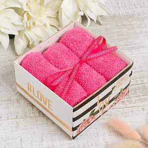 Набор махровых салфеток 3шт-30х30см ЭТЕЛЬ Love плотность 340гр/м хлопок 000000000001210465